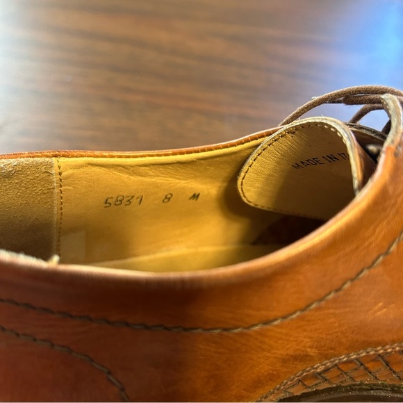 Saks Fifth Avenue Brown Leather Woven Lace-Up Oxford Shoes Italian Size 8M - Picture 7 of 7